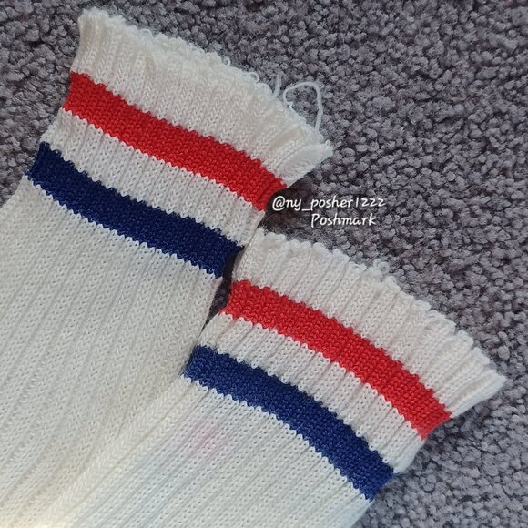 *𝓥𝓲𝓷𝓽𝓪𝓰𝓮 Stripe Crew Socks 🔴⚪🔵 - Picture 2 of 5